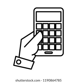 hand using calculator math