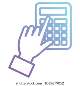 hand using calculator math device icon