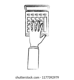 Hand using calculator sketch