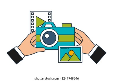 hand using camera photographic