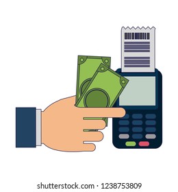 Hand using credit card reader