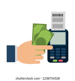 Hand using credit card reader