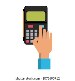 Hand using dataphone