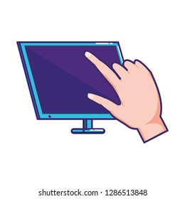hand using desktop computer