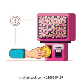 hand using dispenser of candies machine electronic