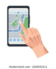 hand using gps app tech