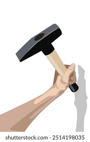 Hand using hammer. Vector illustration. 