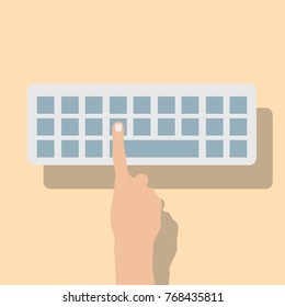 Hand using a keyboard, vector illustration design. Hands collection.