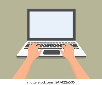 Hand mit Laptop-Tippen auf der Tastatur