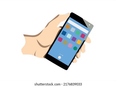  hand using a modern mobile phone