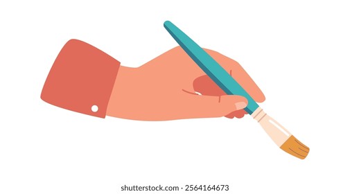 Hand using paintbrush for drawing