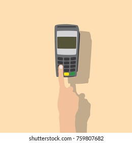 Hand using a point of sale, vector illustration design. Hands collection.