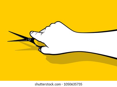 Hand using scissor