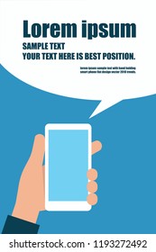 Hand using smart phone with copy space.