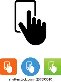 Hand using smart phone icon