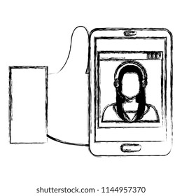 hand using smartphone with callcenter agent