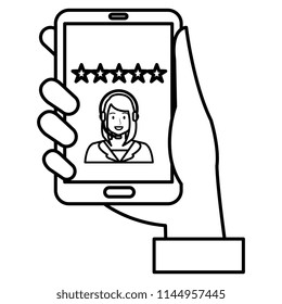hand using smartphone with callcenter agent