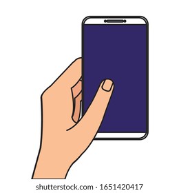 hand using smartphone device isolated icon vector illustration design