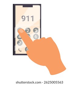 Hand is using a smartphone to dial the emergency number 911