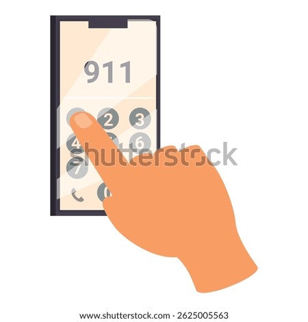 Hand is using a smartphone to dial the emergency number 911
