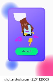 Hand mit Smartphone-Digital-Sucht Social-Media-Kommunikationskonzept vertikal