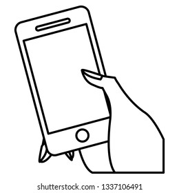 hand using smartphone electronic icon