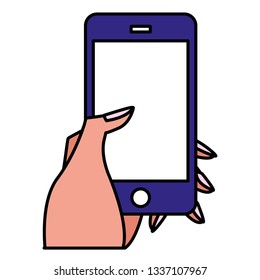 hand using smartphone electronic icon