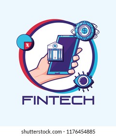 hand using smartphone with fintech concept