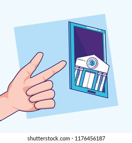 hand using smartphone with fintech concept