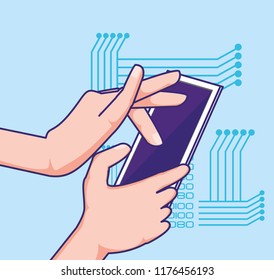 hand using smartphone with fintech concept