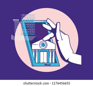 hand using smartphone with fintech concept