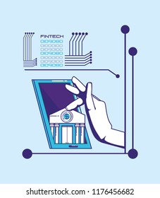 hand using smartphone with fintech concept