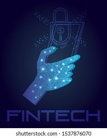hand using smartphone with fintech concept vector illustration design