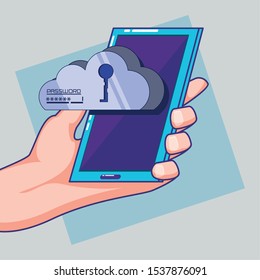 hand using smartphone with fintech concept vector illustration design