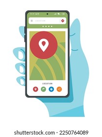 hand using smartphone with gps app
