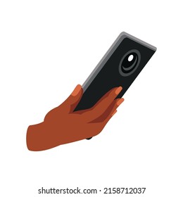 hand using a smartphone icon flat