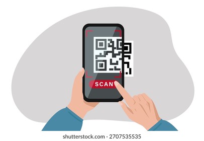 A hand using a smartphone to scan a QR code, illustrating the process of using a mobile device for QR code scanning.