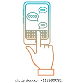 hand using smartphone with speech bubbles