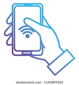 hand using smartphone with wifi signal