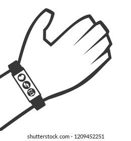 hand using smartwatch technology with apps set