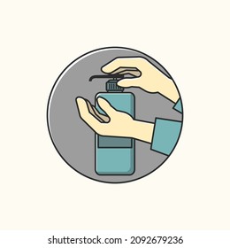 Hand using soap cartoon illustration. Healthcare icon concept isolated vector. cartoon style design.