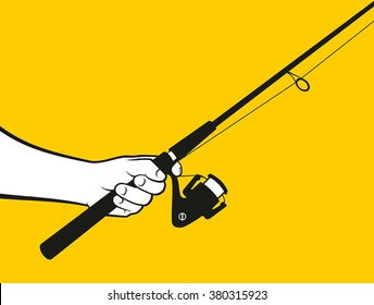 Hand using spinning reel 