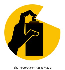 Hand using spray, vector illustration