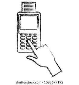 hand using voucher machine