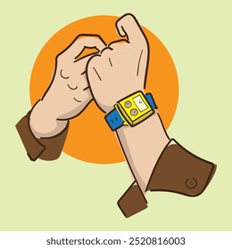 Una mano usando la ilustración del reloj 