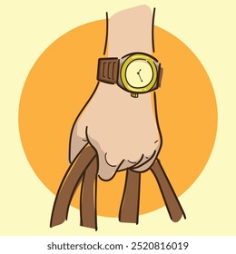 A Hand Using Watch Illustration 