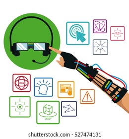 hand using wired glove headset vr technology items