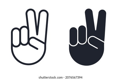 Hand V Gesture Sign For Peace And Victory Icon