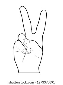 Peace Sign Victory Fingers Outline Drawing Stock Vector (Royalty Free ...