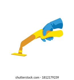 Hand with vacuum cleaner. Cleaning service, housework, hygiene cleanup chores concept cartoon vector illustration isolated on white background